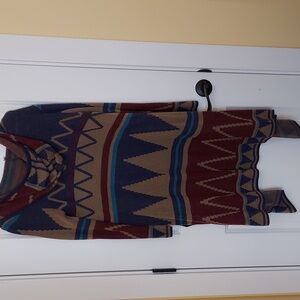 Soft, Comfy Hooded Sweater Jacket in , Rich Southwest Colors Navy, Maroon,Tan